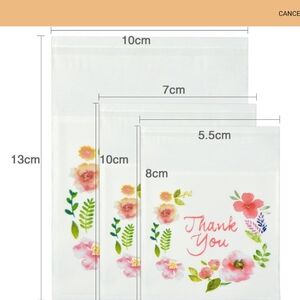 30 -Thank You- Floral Printed- Plastic Bags- Self Sealing- *Select Size*